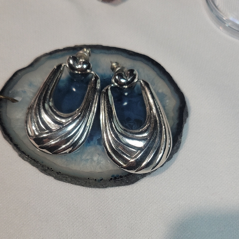 Horseshoe 925 Silver Earrings Vintage